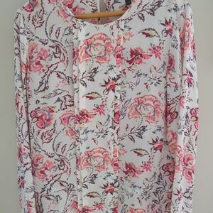 Banana Republic Floral Blouse - Pink and White